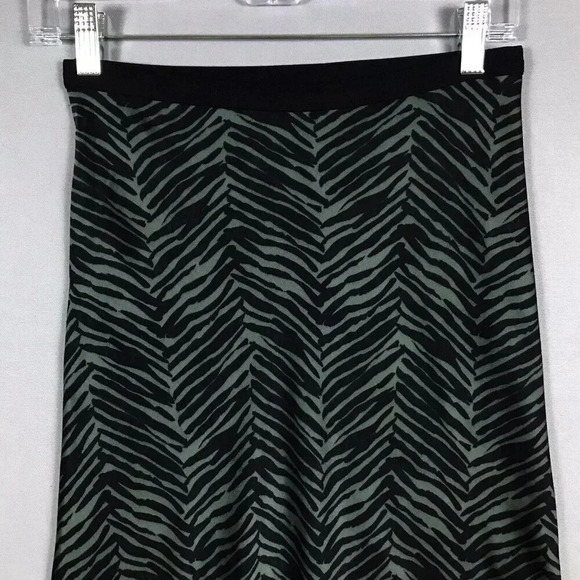 $299 ANINE BING Dolly Silk Skirt Zebra Print Size XS Midi Slit Willow Green Gray - Picture 7 of 16